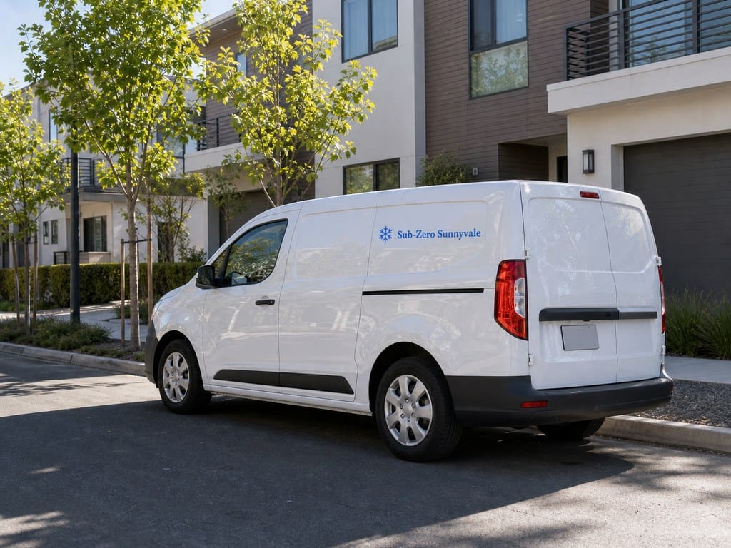 Sub-Zero Sunnyvale service van parked on a residential Sunnyvale street